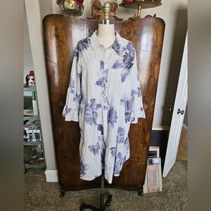 Johnny Was White and Purple Floral Mini Dress